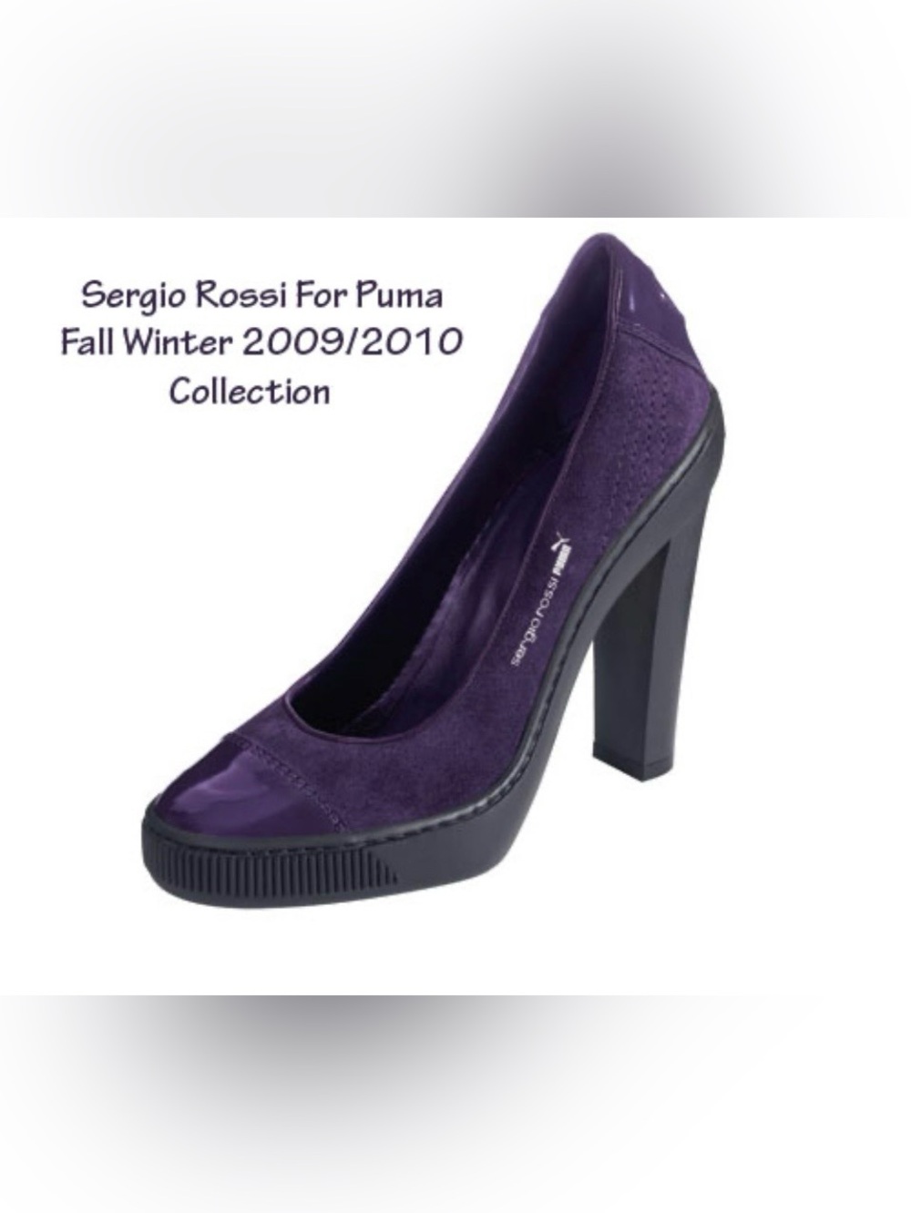 Puma Purple Patent & Suede Block Heel Pump